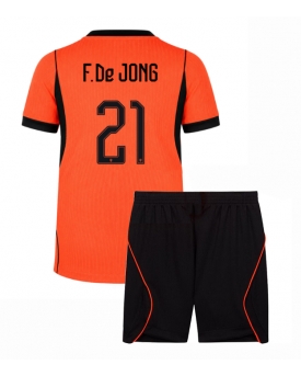 Billige Fotballdrakt Nederland Frenkie de Jong #21 Replika Hjemmedraktsett Barn VM 2026 Kortermet (med bukser)
